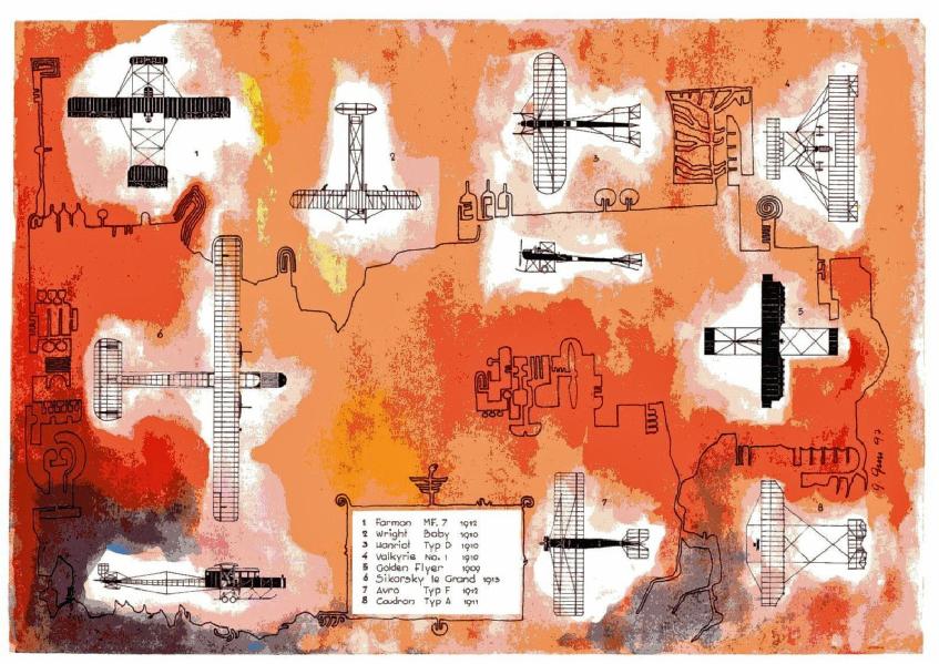 Oldtimerflugzeuge mit Einstrichverzierung